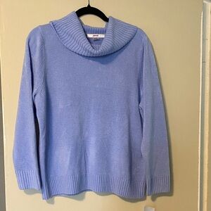 Alia Blue Cowl Neck Sweater with Ribbed Knit L petite